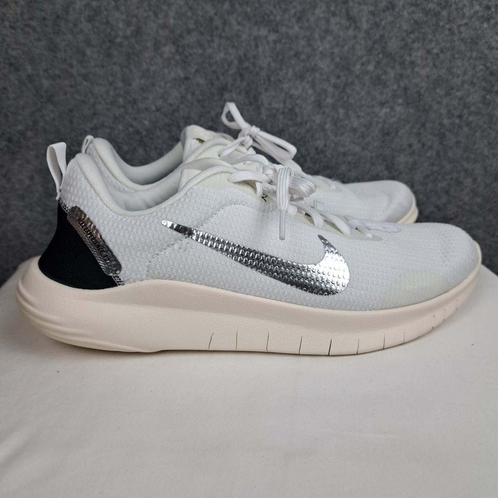 Nike Flex Experience 12 Running Shoes Women 10.5 White Silver Sneaker DV0746-101